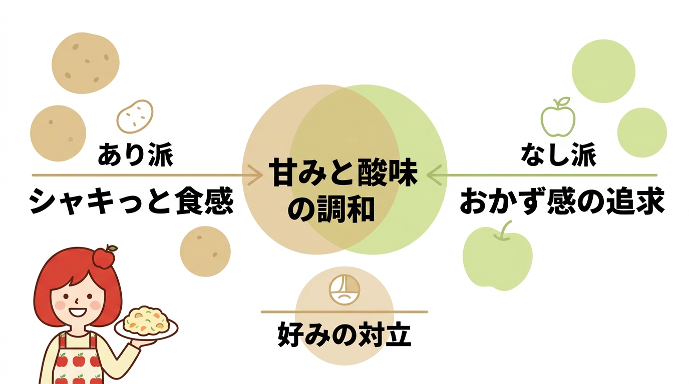 ポテトサラダのりんご「ありなし」論争と魅力